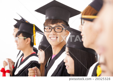 asian male college graduate at graduation with classmates 20325328