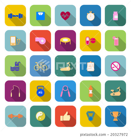 Fitness color icons with long shadow 20327972