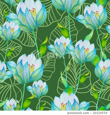 Watercolor flowers seamless pattern. 20329554