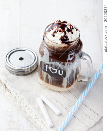 Iced cold coffee, frapuccino with whipped cream 20330254