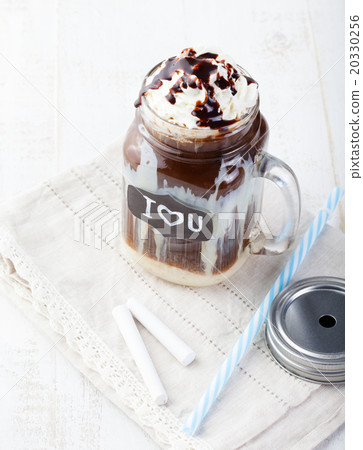 Iced cold coffee, frapuccino with whipped cream 20330256
