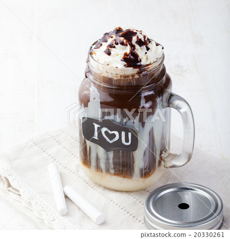 Iced cold coffee, frapuccino with whipped cream 20330261