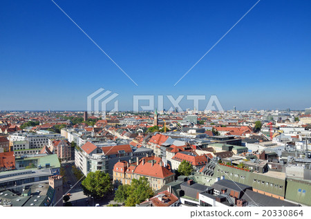 View of Germany's blue sky in Munich city 20330864