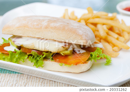 Vegetarian Ciabatta with tomatoes, cheese haloumi 20331262