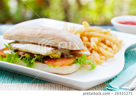 Vegetarian Ciabatta with tomatoes, cheese haloumi 20331271