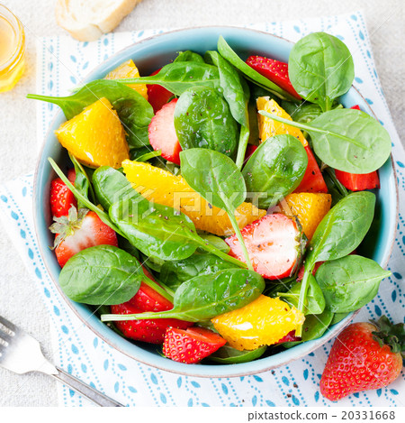 Fresh salad with strawberry, orange and spinach Fresh salad with strawberry, orange and spinach 20331668