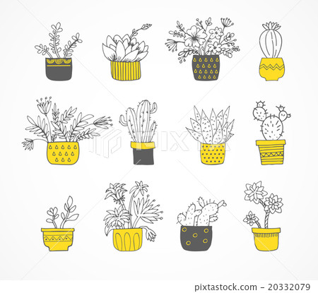 Cute hand drawn cactus set - Stock Illustration [20332079] - PIXTA