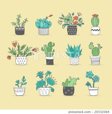 Cute hand drawn cactus set Cute hand drawn cactus set 20332084