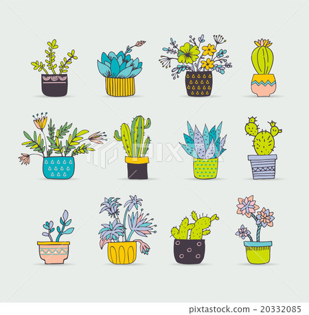 Cute hand drawn cactus set Cute hand drawn cactus set 20332085