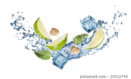 ingredients of mohito cocktail with water splash ingredients of mohito cocktail with water splash 20332740