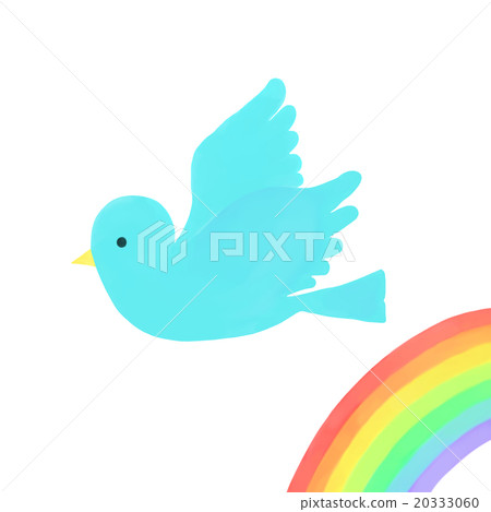 A blue bird and a rainbow - Stock Illustration [20333060] - PIXTA