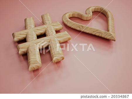 Dimensional inscription of hashtag heart 20334867