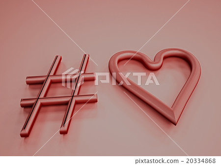 Dimensional inscription of hashtag heart 20334868
