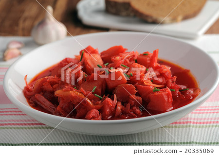 Borscht on a rustic table Borscht on a rustic table 20335069