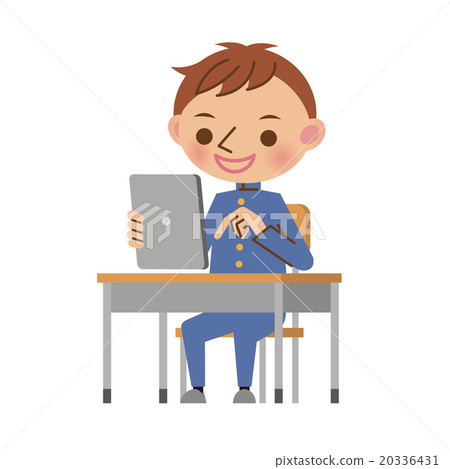 在教室桌面使用平板終端的男性初中生和高中生 在教室桌面使用平板終端的男性初中生和高中生 20336431