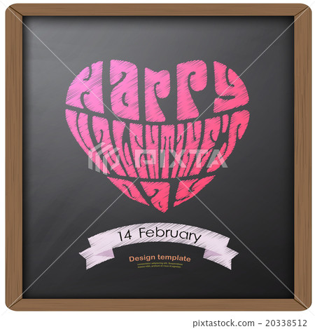 Happy valentine day and heart on chalkboard Happy valentine day and heart on chalkboard 20338512
