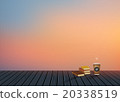 Relax,Holiday,wooden floor with evening sky 20338519