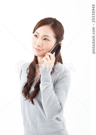Young lady speaking on a smart portrait Young lady speaking on a smart portrait 20338948