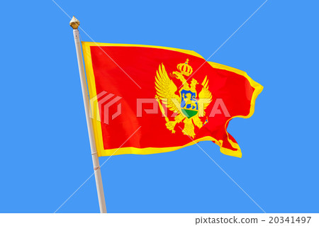 Montenegro flag isolated on blue background 20341497