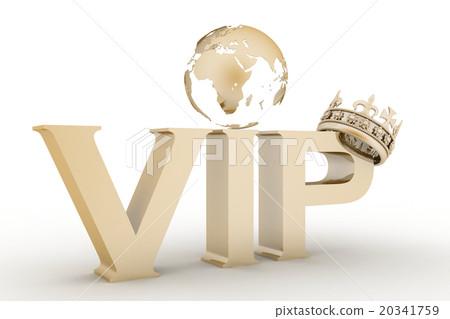 VIP abbreviation with a crown. 3D text VIP abbreviation with a crown. 3D text 20341759