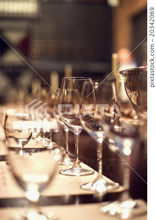 Close up picture of empty glasses in restaurant Close up picture of empty glasses in restaurant 20342069