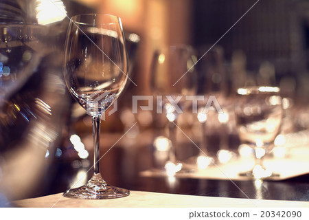 Close up picture of empty glasses in restaurant Close up picture of empty glasses in restaurant 20342090