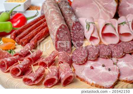 smoked meat on wood isolated white background smoked meat on wood isolated white background 20342150