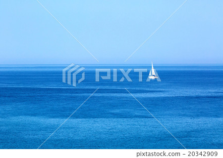 Sailing. Ship yacht with white sails in the open Sailing. Ship yacht with white sails in the open 20342909