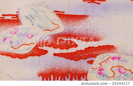 Japanese pattern silk fabric dyed fabric old cloth 20344217