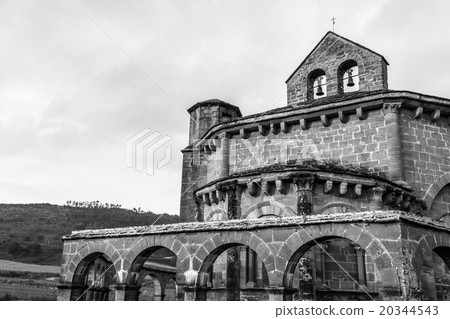 Eunate by the mountain in black and white 20344543