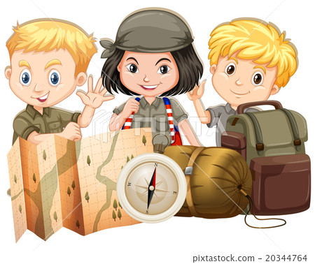Campers with map and bags Campers with map and bags 20344764