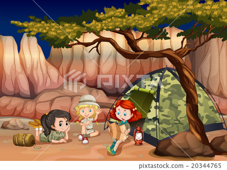Girls camping out in the canyon Girls camping out in the canyon 20344765