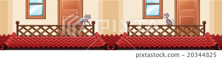 Seamless roof design with cat on balcony Seamless roof design with cat on balcony 20344825