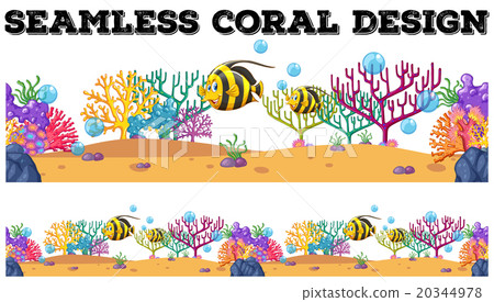 Seamless coral reef and fish underwater 20344978