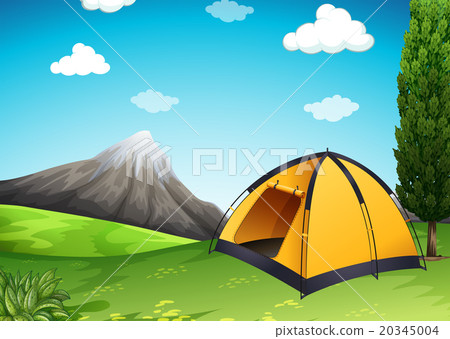 Yellow tent at the campground Yellow tent at the campground 20345004