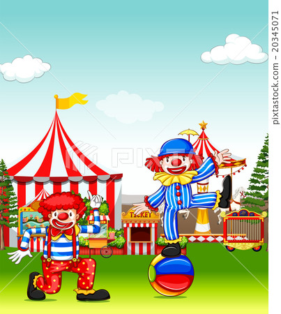 Two jesters performing in the amusement park Two jesters performing in the amusement park 20345071