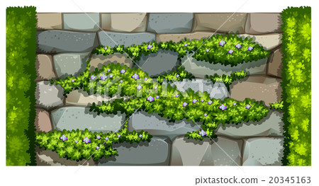 Seamless fence design with brick wall and plant Seamless fence design with brick wall and plant 20345163