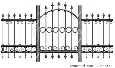 Seamless metal fence with doorway Seamless metal fence with doorway 20345169