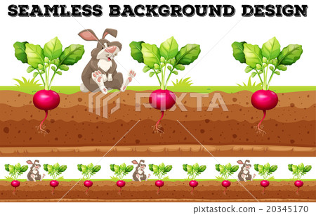 Seamless background with radish and rabbit 20345170