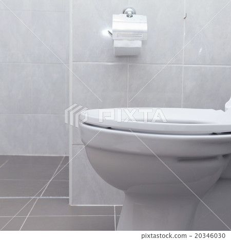 white flush toilet in modern bathroom interior 20346030