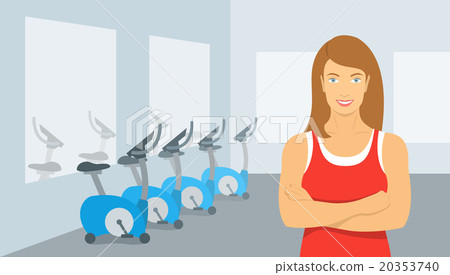 Personal fitness trainer woman in gym illustration - Stock Illustration ...