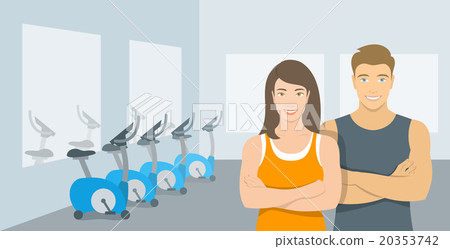 Personal fitness trainers man and woman in gym Personal fitness trainers man and woman in gym 20353742