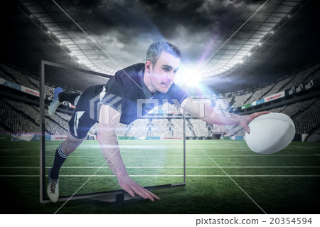 Composite image of a rugby player scoring a try Composite image of a rugby player scoring a try 20354594