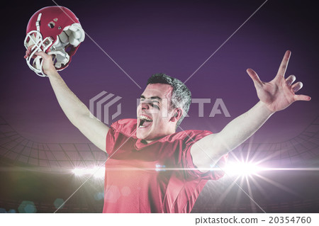 Composite image of a triumph of an american football player with 20354760