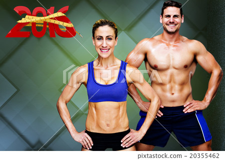 Composite image of bodybuilding couple Composite image of bodybuilding couple 20355462