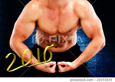 Composite image of bodybuilder flexing 20355635