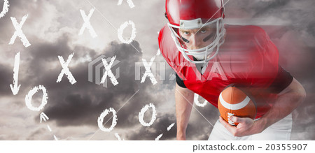 Composite image of portrait of focused american football player 20355907