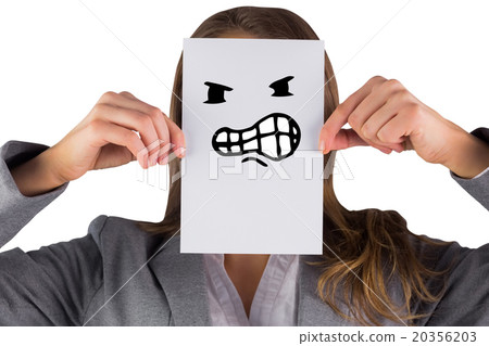 Composite image of businesswoman showing a card Composite image of businesswoman showing a card 20356203