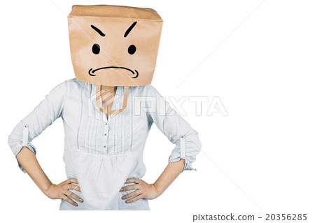 Composite image of woman with hands on hip and covering head wit 20356285