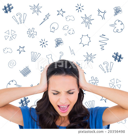 Composite image of angry brunette shouting at camera 20356498